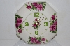 +MBA #S25-108   "Pink Rose Ceramic Kitchen Clock"