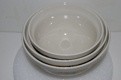+MBA #S25-132   "Fancy Ceramic Set Of 3 Sunflower Mixing Bowls"