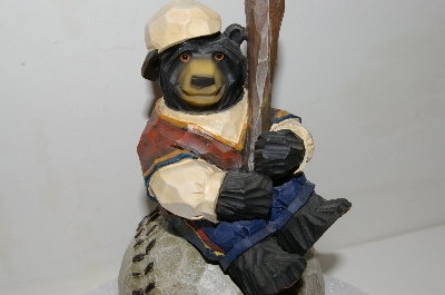 +MBA #S25-141   "Older Hand Carved & Painted Bear On Baseball" 