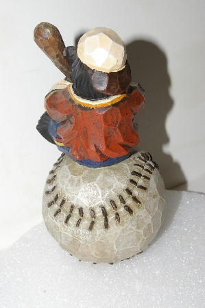+MBA #S25-141   "Older Hand Carved & Painted Bear On Baseball" 