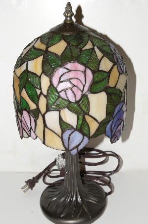 MBA #S25-019  "2003 Fancy Stained Glass Rose Lamp"