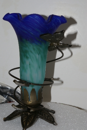 +MBA #S25-349  "2002 Fancy Blue Glass Butterfly Table Lamp"