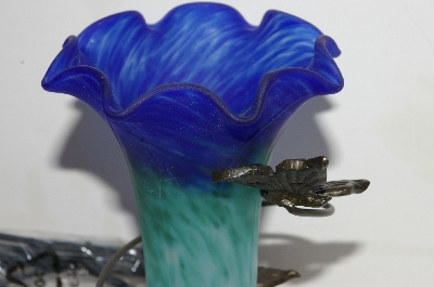 +MBA #S25-349  "2002 Fancy Blue Glass Butterfly Table Lamp"