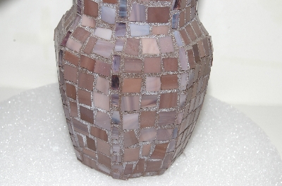 +MBA #S25-154  "Hand Made Stained Glass Mosiac Vase"