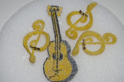 +MBA #S25-073    "Lot Of 4 Hand Beaded Applique Pins"