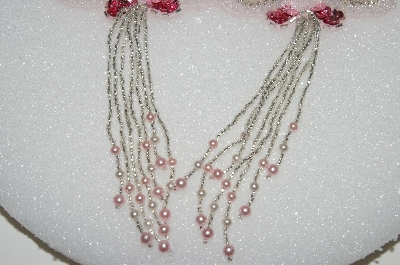 +MBA #S25-120   "Set Of 2 Pink  Fancy Beaded Appliques"
