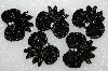 +MBA #S25-115   "Set Of 5 Hand Beaded Black Bow Sew On Appliques"