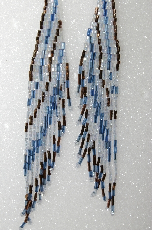+MBA #S25-086   "Fancy Blue, AB & Copper Glass Bead Earrings"