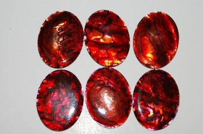 +MBA #S25-059   "Set Of 6 Red Paua Shell Cabschons"