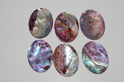 +MBA #S25-059   "Set Of 6 Red Paua Shell Cabschons"