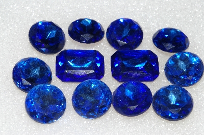 +MBA #S25-220   "Vintage Lot Of Faceted Large Blue Glass Rhinestones"