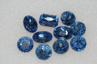 +MBA #S25-247   "Vintage Lot Of  10  Faceted Large Blue Glass Rhinestones"