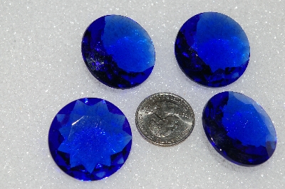 +MBA #S25-250  "Vintage Lot Of 4 Large faceted Blue Glass Rhinestones"