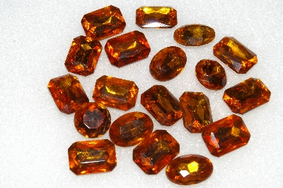 +MBA #S25-225   "Vintage Lot Of 19 Citrine Colored Faceted Large Glass Rhinestones"