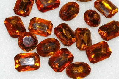 +MBA #S25-225   "Vintage Lot Of 19 Citrine Colored Faceted Large Glass Rhinestones"