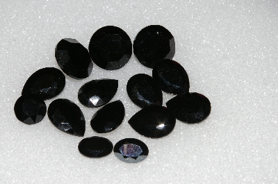 +MBA #S25-244   "Vintage Lot Of 14 Black Faceted Glass Rhinestones"