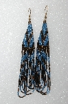 +MBA #S25-088   "Fancy Hand Beaded Blue,Copper & Gun Metal Glass Bead Earrings"