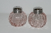 +MBA #S29-096    "Fancy 2003 Pink Glass  Salt & Pepper Shakers"