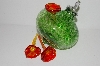 "SOLD"     MBA #S29-021   "Beautiful Green Glass Bird Feeder"