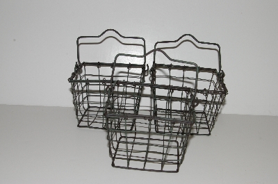 +MBA #S29-203   "2005 Set Of 3 Rustic Metal Strawberry Baskets"