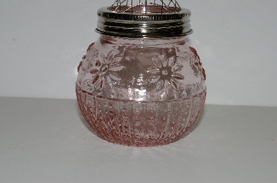 +MBA #S29-212   "2003 Set Of (2)  Antique Pink Glass Flower Frog Rose Bowl"