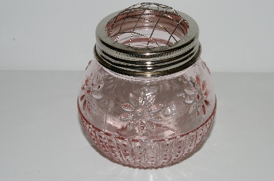 +MBA #S29-212   "2003 Set Of (2)  Antique Pink Glass Flower Frog Rose Bowl"