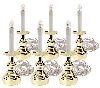 "SOLD"  MBA #S25-H51112   "Set Of 6 Brass Window Candles With MasterGlow"