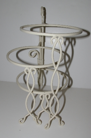 +MBA #S29-008   "2002 White Wrought Iron 3 Flower Pot Stand"