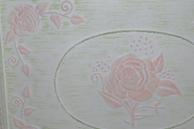 "SOLD"  MBA #S29-034  "Beautiful White & Pink Rose Large Metal Serving Tray"