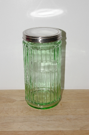 +MBA #S30-271    "2002 Depression Glass Green Storage Jar"