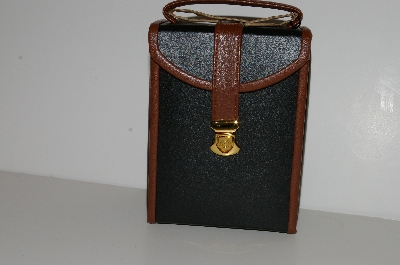 +MBA #S30-347   "Older Flip Out Bonded Leather Jewelry Case With Multi Compartments"