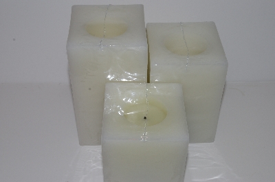 +MBA #S30-367   "2004 Set Of 3 Candle Impressions Square Flameless Vanilla Scented Candles"