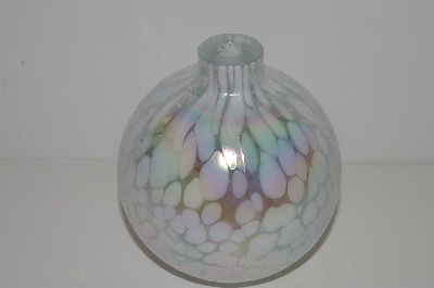 +MBA #30-206   "2002 White Opalecent  & Clear Glass Hand Blown Glass Oil Lamp"