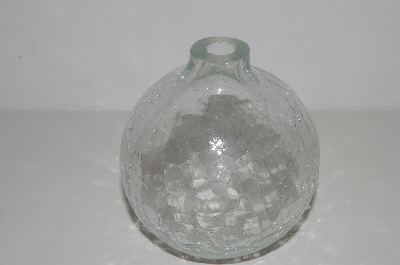 +MBA #S30-213   "2002 Clear Cracked Glass Look Hand Blown Glass Oil Lamp"