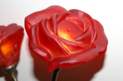 +MBA #S30-114   "Beautiful Double Red Rose Table Lamp"