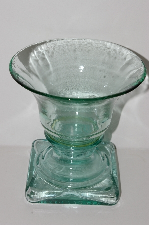 +MBA #S30-135   "2003 Riekes Spanish Green Glass Footed Tulip Vase""