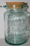 +MBA #S30-150 "2003 Riekes Spanish Green Glass Canister With Cork Top & Spoon Holder"