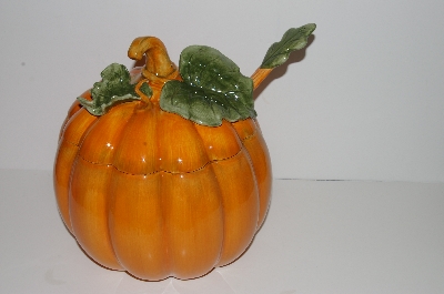 +MBA #S30-168   "Older Large Pumpkin Shaped Soup Tureen With Matching Ladle"