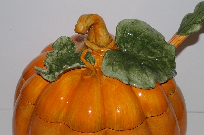 +MBA #S30-168   "Older Large Pumpkin Shaped Soup Tureen With Matching Ladle"