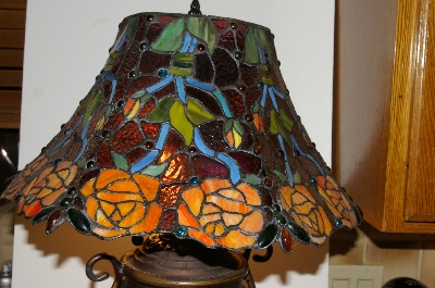 MBA #S30-009    "2003 Dreaming Rose Stained Glass Table Lamp"