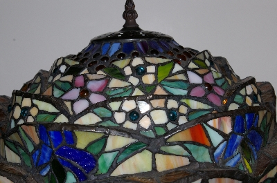 "SOLD"  MBA #S30-027   "Garden Of Roses Stained Glass Table Lamp"