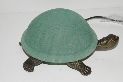 +MBA #S30-086   "2003 Green Lighted Crackle Turtle Accent Lamp"