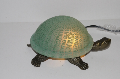 +MBA #S30-086   "2003 Green Lighted Crackle Turtle Accent Lamp"