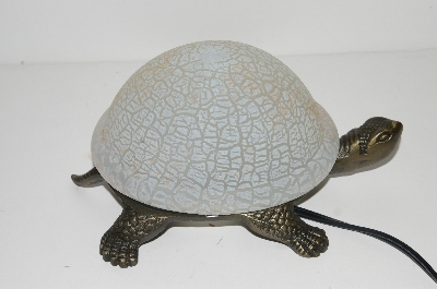 +MBA #S30-065   "2003 White Crackle Lighted Turtle Accent Lamp"