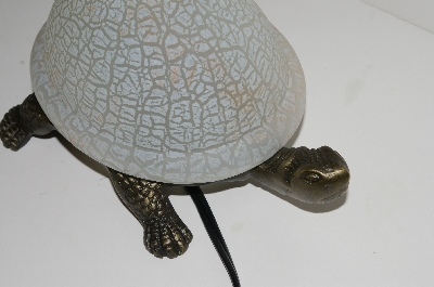 +MBA #S30-065   "2003 White Crackle Lighted Turtle Accent Lamp"
