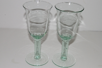 +MBA #S30-175   "1980's Set Of 2 Made In Spain Green Wine Glass's"