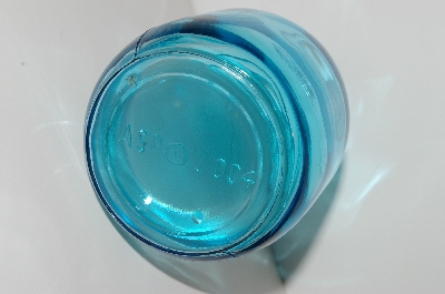+MBA #S13-221   "2004 Reproduction Aqua Blue Glass Bud Bottle Vase"