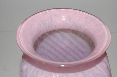 +MBA #S13-178   "Large Pink Art Glass Canister Jar With Metal Lid"