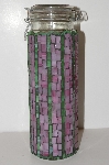 +MBA #S13-106   "Older Hand Made Pink & Green Mosiac Large Canister Jar"
