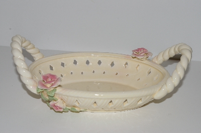 +MBA #S13-152   "Older Cream Colored Ceramic Rose Basket"
